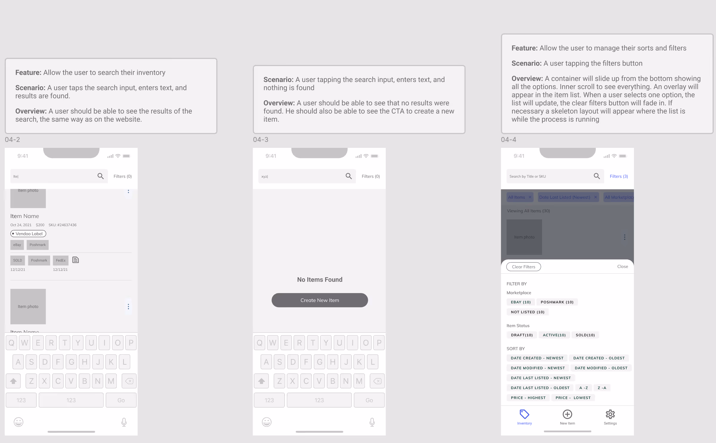 mobile app wireframes 2